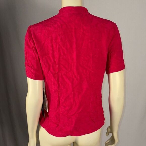 NWT Vintage Magenta Embroidered Short Sleeve Button Down Shirt Size 10 - Picture 3 of 9